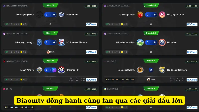 Biaomtv đồng hành cùng fan qua các giải đấu lớn